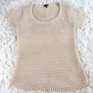 Talbots Knit Top Short Sleeve Scoop Neck Beige Women's Size Small Beach Vacation